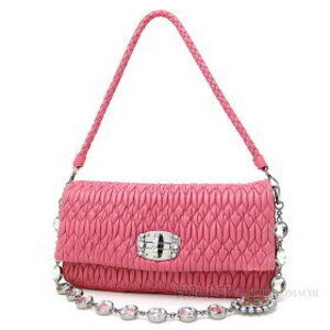 Miu Miu Nappa Crystal Geranio Lambskin Bejeweled Chain Pochette Rhinestones
